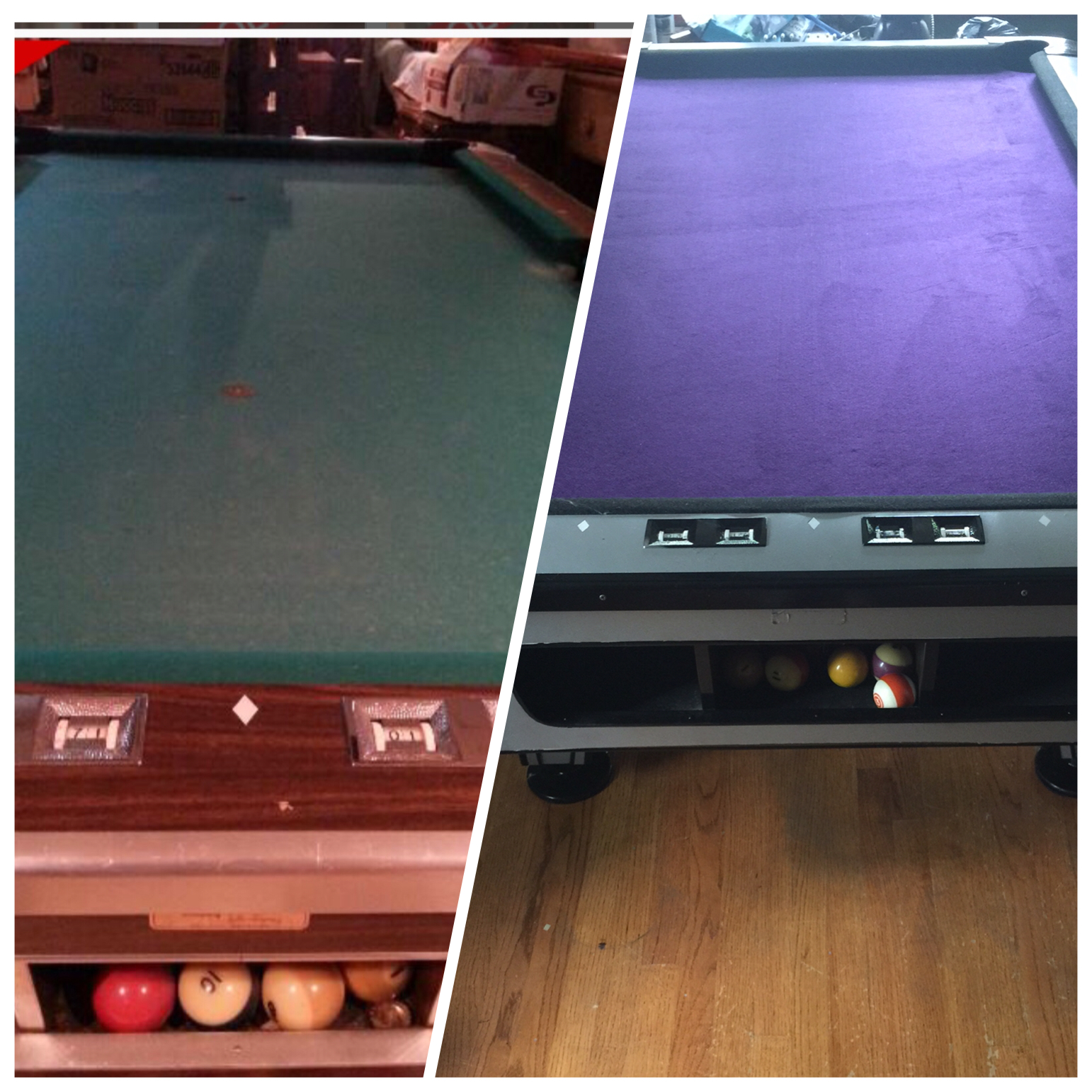 Pool Table Before and After